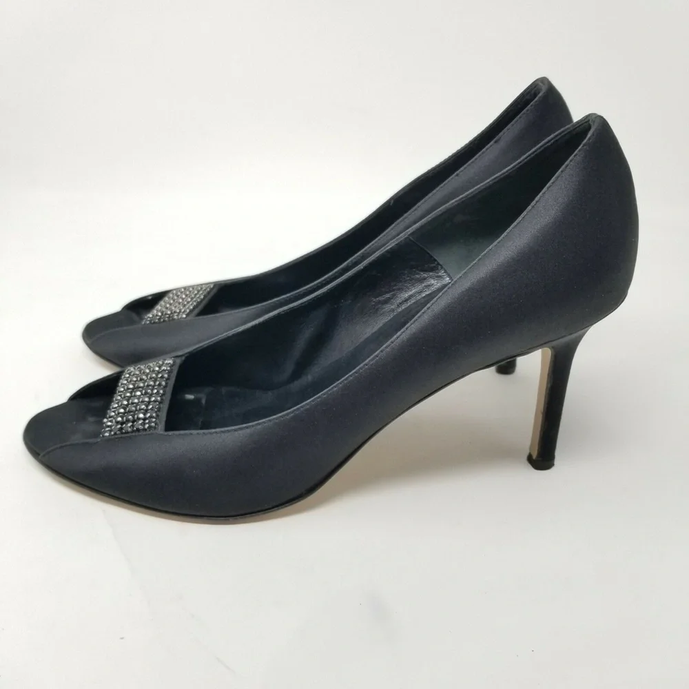 Isaac Mizrahi Black Fabric Leather Stone Slip On